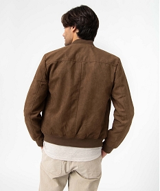 blouson homme en suedine unie fermeture zippee brunC838801_3