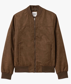 blouson homme en suedine unie fermeture zippee brunC838801_4