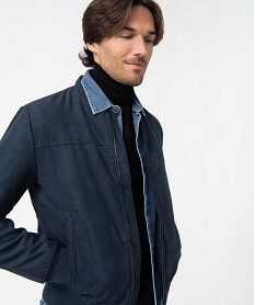 blouson homme en suedine unie fermeture zippee grisC838901_2