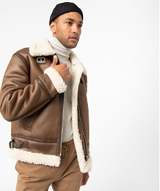blouson homme avec doublure chaude en sherpa brunC839101_1