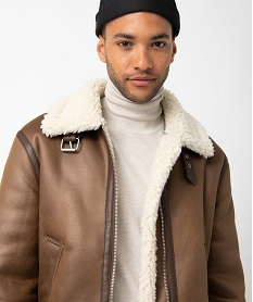 blouson homme avec doublure chaude en sherpa brunC839101_2