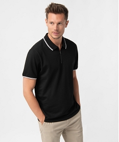 polo homme a manches courtes avec col zippe noirC839901_1