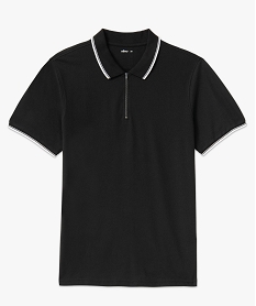 polo homme a manches courtes avec col zippe noir polosC839901_4