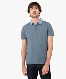 polo homme a fines rayures et manches courtes bleu polosC840201_1