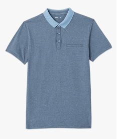 polo homme a fines rayures et manches courtes bleu polosC840201_4