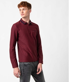 polo homme a manches longues avec finitions contrastantes violetC840701_1