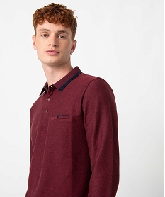 polo homme a manches longues avec finitions contrastantes violetC840701_2