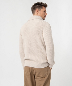 pull homme en grosse maille a col camionneur beige pullsC841301_3