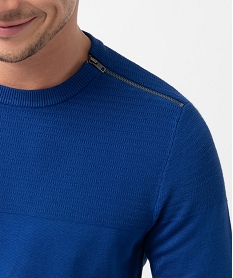 pull homme a col rond avec zip sur lepaule bleu pullsC841501_2