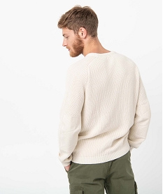 pull homme uni en grosse maille avec empiecements beige pullsC841601_3