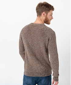 pull homme a col rond en maille chinee beige pullsC841901_2