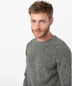 pull homme a col rond en maille chinee gris pullsC842001_2