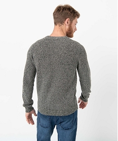 pull homme a col rond en maille chinee gris pullsC842001_3