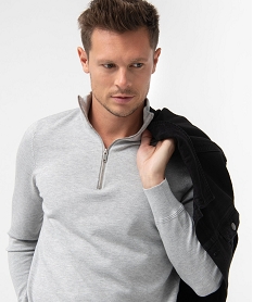 pull homme en maille fine avec col camionneur gris pullsC842401_1