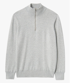 pull homme en maille fine avec col camionneur gris pullsC842401_4