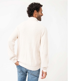 pull homme en maille torsadee a col roule beige pullsC842501_3