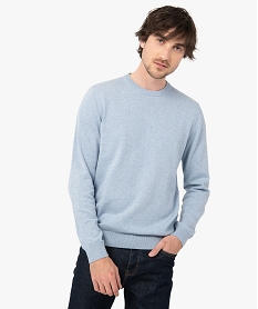 pull homme a col rond en coton bleu pullsC843001_1