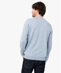 pull homme a col rond en coton bleu pullsC843001_3