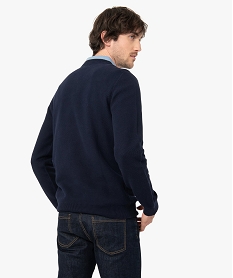 pull homme en maille fantaisie unie bleu pullsC843101_3