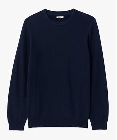 pull homme en maille fantaisie unie bleu pullsC843101_4