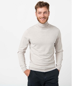 pull homme a col roule en maille fine beige pullsC843801_1