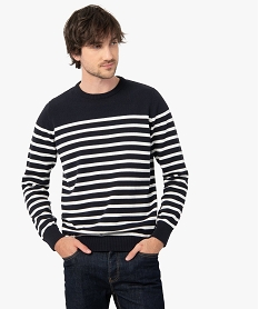 pull homme a rayures bleu pullsC843901_2