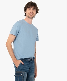 GEMO Tee-shirt homme à manches courtes et col rond Bleu