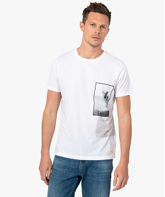 GEMO Tee-shirt homme à manches courtes motif surf Blanc