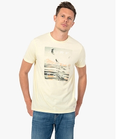 GEMO Tee-shirt homme à manches courtes motif surf Jaune