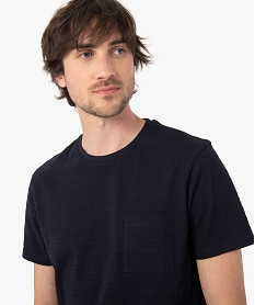 tee-shirt homme a manches courtes uni a imprime relief bleu tee-shirtsC847001_2