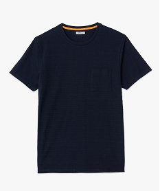 tee-shirt homme a manches courtes uni a imprime relief bleu tee-shirtsC847001_4