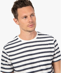 tee-shirt homme a manches courtes uni a rayures chevrons blanc tee-shirtsC847401_2