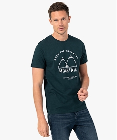 tee-shirt homme a manches courtes et motif montagne vert tee-shirtsC848001_2