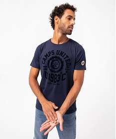 GEMO Tee-shirt homme avec inscription velours - Camps United Bleu