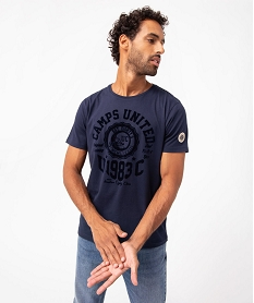 tee-shirt homme avec inscription velours - camps united bleuC848801_1