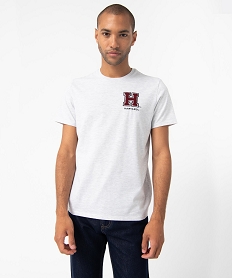 GEMO Tee-shirt homme à manches courtes avec logos - Harvard Gris