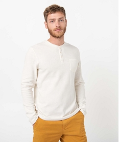 tee-shirt homme a manches longues a col boutonne beige tee-shirtsC850001_1