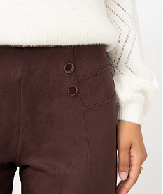 pantalon femme en suedine avec boutons fantaisie brun leggings et jeggingsC850501_2