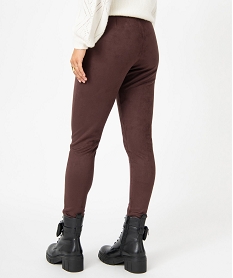 pantalon femme en suedine avec boutons fantaisie brunC850501_3