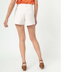short femme en toile de coton taille haute beige shortsC850901_3