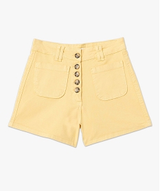 short femme en toile de coton taille haute jaune shortsC851001_4