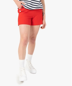 short femme taille haute avec boutons sur les cotes rouge shortsC851301_1