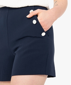 short femme taille haute avec boutons sur les cotes bleu shortsC851401_2