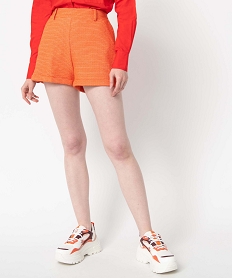 short femme a petits carreaux coupe ample orange shortsC851501_1