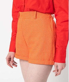 short femme a petits carreaux coupe ample orange shortsC851501_2