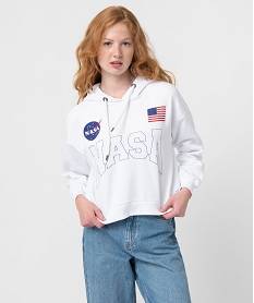 sweat femme court a capuche - nasa blanc sweatsC852201_1