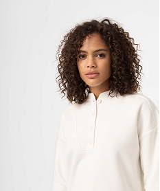 sweat femme avec grand col boutonne blanc sweatsC853401_2