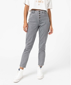 GEMO Jean femme coupe mom taille haute - Camps United Gris