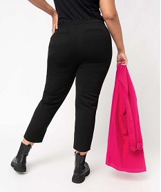 pantalon femme grande taille en toile coupe large noirC856301_3