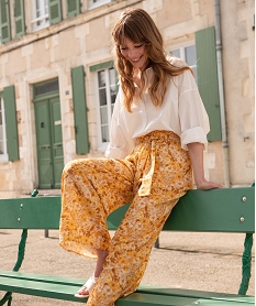 pantacourt femme ample a motifs fleuris imprime pantalonsC856401_1
